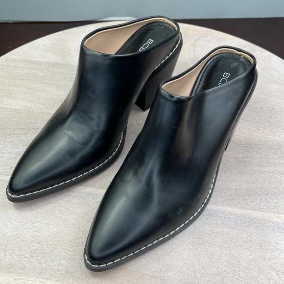 BCBGeneration Shoes - BCBGeneration Demi Women's Size 7.5 Faux Leather Pointed Toe Cut-Out Heel Mule